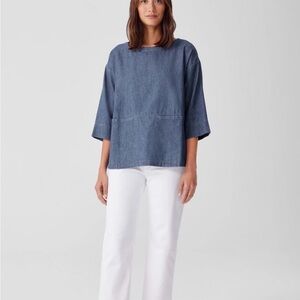 Airy Organic Cotton Twill Bateau Neck Top